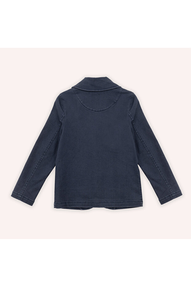Boy's Navy Blue Buttoned Jacket - 6