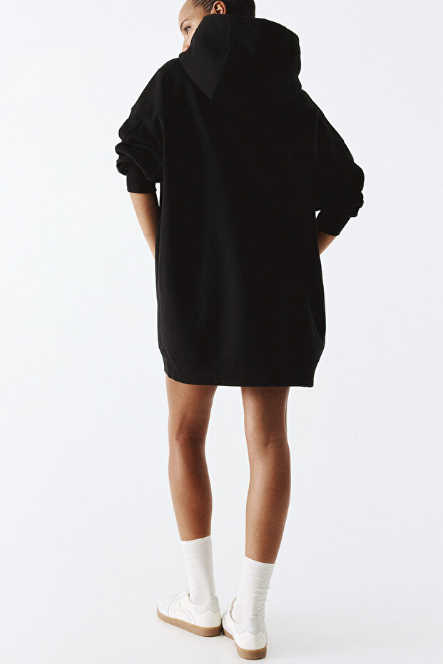 Kapüşonlu Oversize Elbise - 5