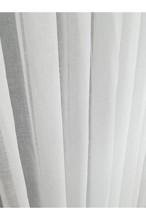 Ecru Color Natural Linen Look Tulle Curtain Ecru 1/3 Dense Pleated Heavy Gramage Wrinkle Free