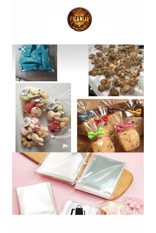 100 adet Şeffaf Parlak Bantsız Jelatin Poşet 10x20cm Kurabiye Aksesuar Paketleme Poşeti - 4