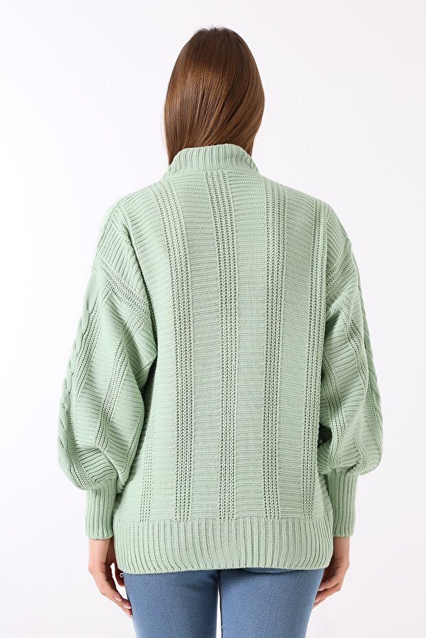 Saç Örgülü Triko Hırka - 6