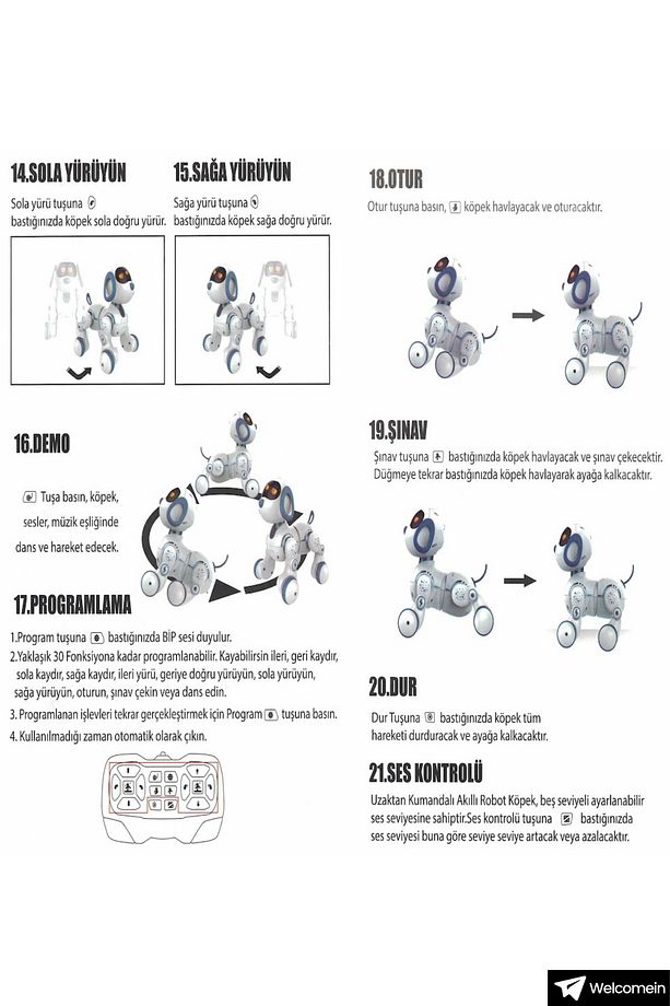 Oyuncak 30 Fonksiyonlu Uzaktan Kumandalı Şarjlı Sesli Işıklı Dokunma Algılama&Programlama Robot Kedi - 8