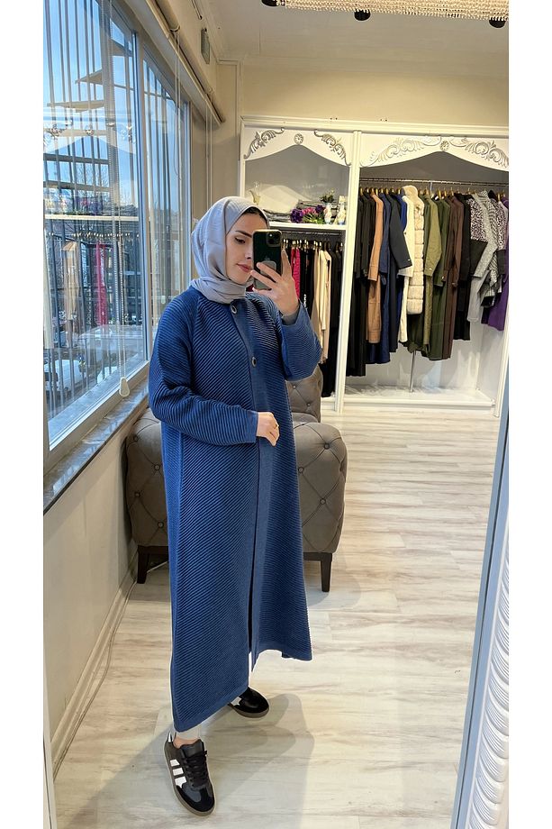 İNVEE 6866 Yün Karışımlı İndigo Kap - 5