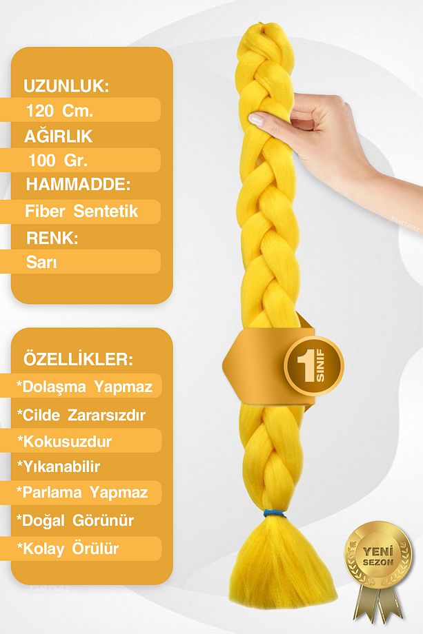 Afrika Örgüsü Rasta Ve Box Braid için Fiber Sentetik Saç / Sarı - 8