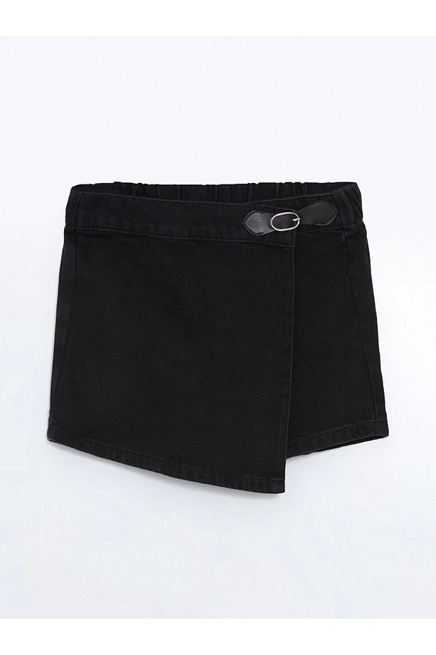 Lcw Kids Siyah Beli Lastikli Kız Çocuk Jean Şort Etek - 1