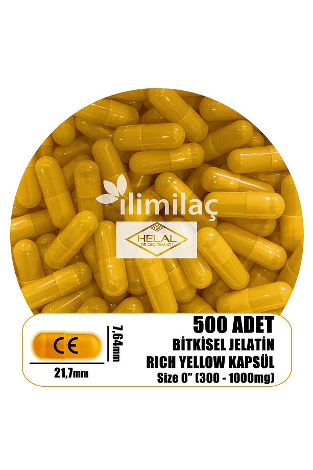 500 Adet Zengin Sarı Boş  Kapsülü - CE ve HELAL Sertifikalı (500 Adet) - 1