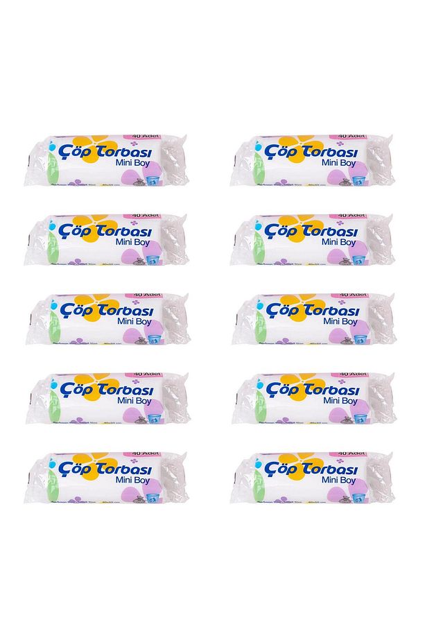 Beyaz Mini Küçük Boy 40x50 Cm. 30 Litre Çöp Torbası Çöp Poşeti - 40 Adetlik 10 Rulo - 1