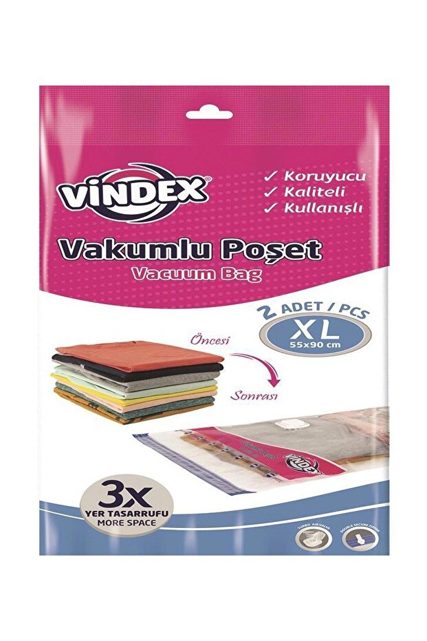 X Large 55X90 Cm. Vacuum Clothing Pillow Quilt Storage Bag - 2 Pieces 1 Pack