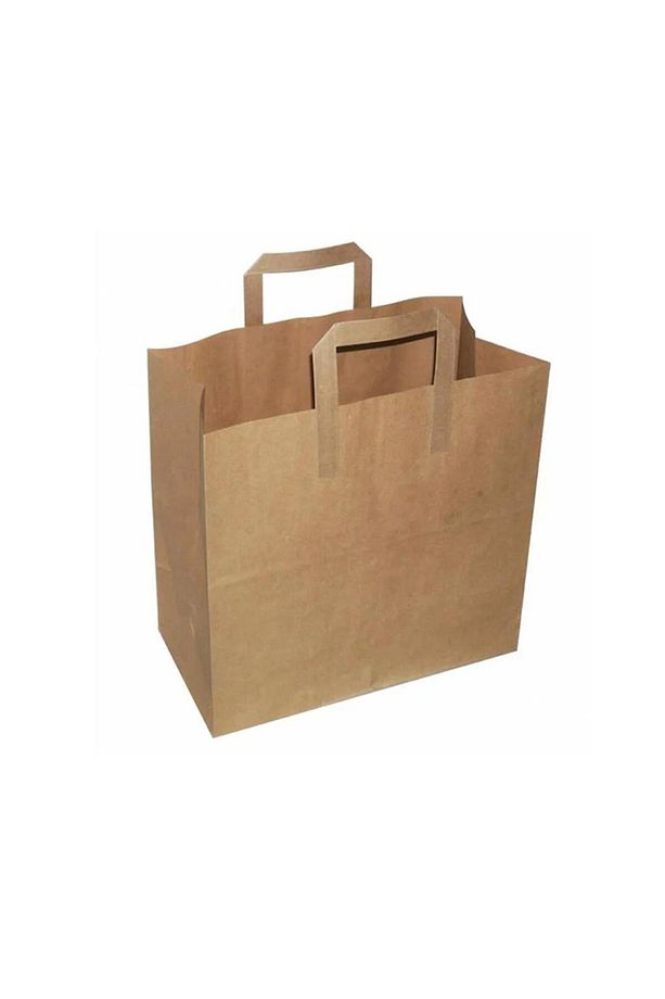 Flat Kraft Kağıt Çanta Karton Hediyelik Poşet Torba - 18x24 Cm. - 30 Adet - 1