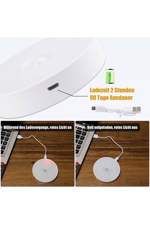 4 Adet Şarjlı Hareket Sensörlü 8 Led Banyo Dolap Merdiven Lamba Yapışkanlı Manyetik Gün Işığı Aplik - 6