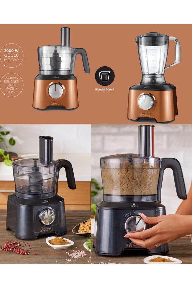 Rendeleme, Dilimleme, Yoğurma ve Çırpma 10 Ürün 1 Arada Mutfak Robotu, Blender Seti 2000w - 1
