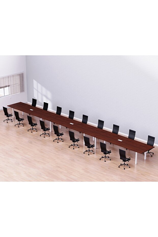 Meeting Table Conference Table with Metal Legs-18 Seater, U-Leg-Apple Cherry