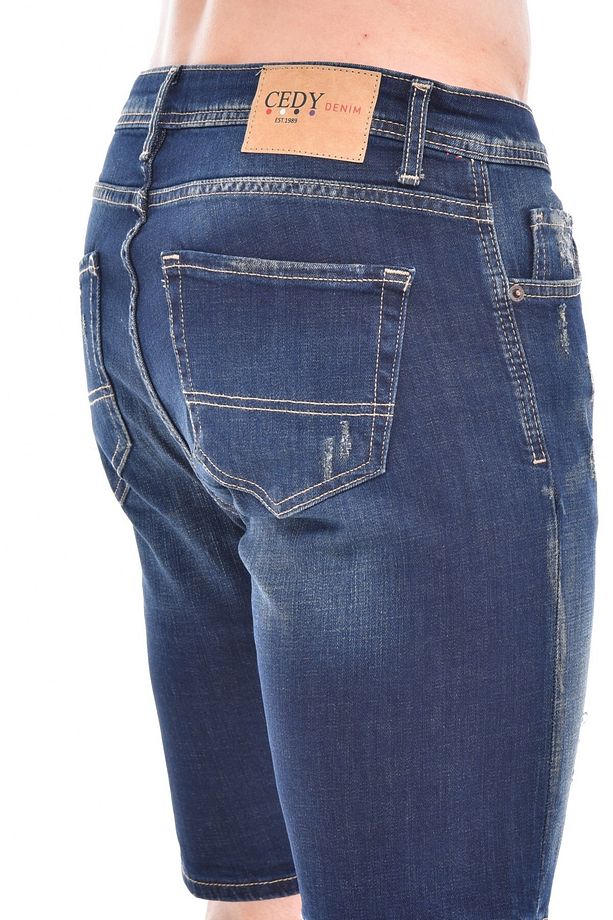 Erkek Kot Şort Slim Fit Jean Şort - C342 - 6