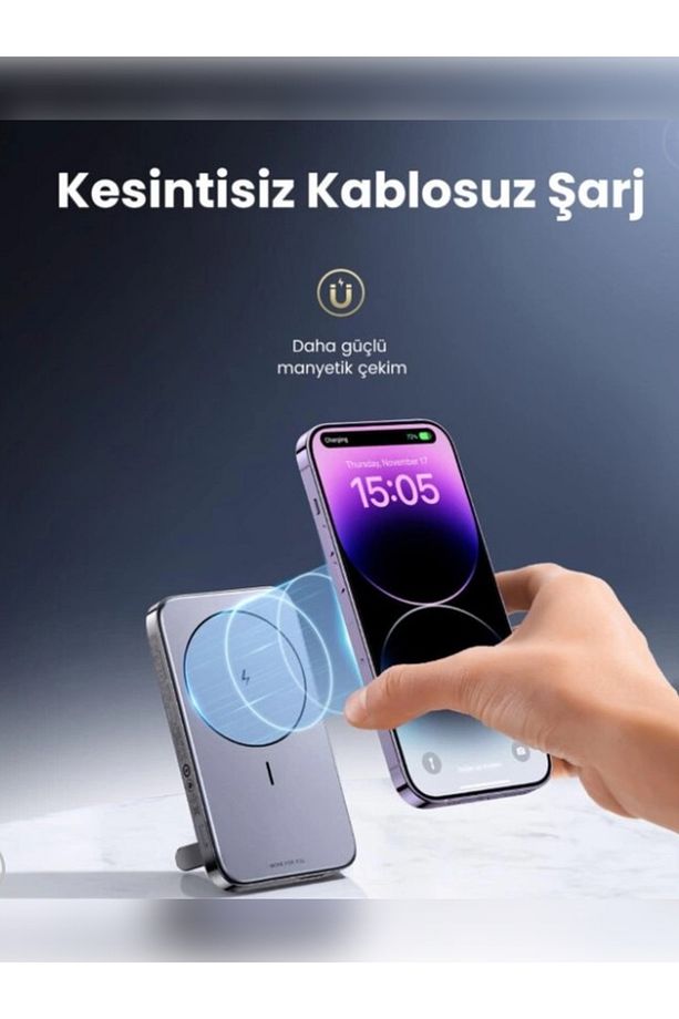 10.000 mAh 22,5W Magsafe Wireless Standlı Kablosuz Hızlı Powerbank 1xUSB-A, 1xUSB-C - 15086 - 3