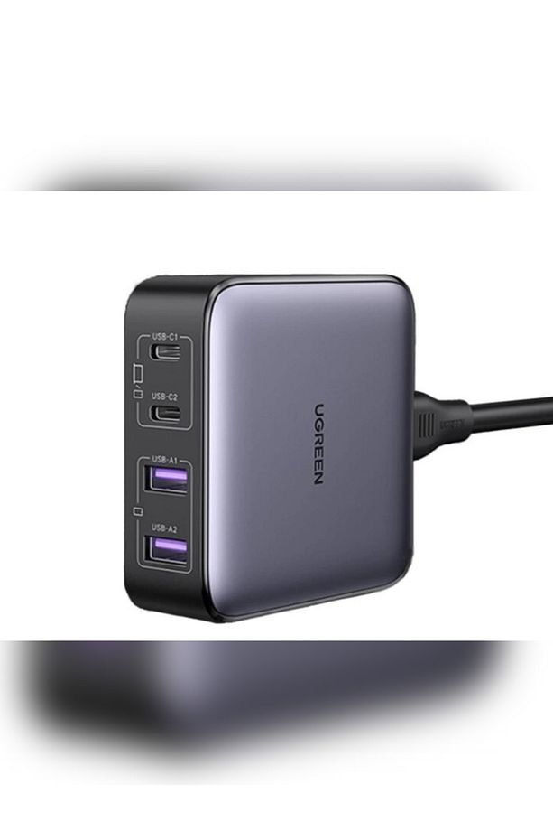 Nexode 65W GaN 2 Masaüstü 4 Portlu Hızlı Şarj Cihazı İstasyonu 2xUSB-A, 2xUSB-C, Gri - 90747 - 1
