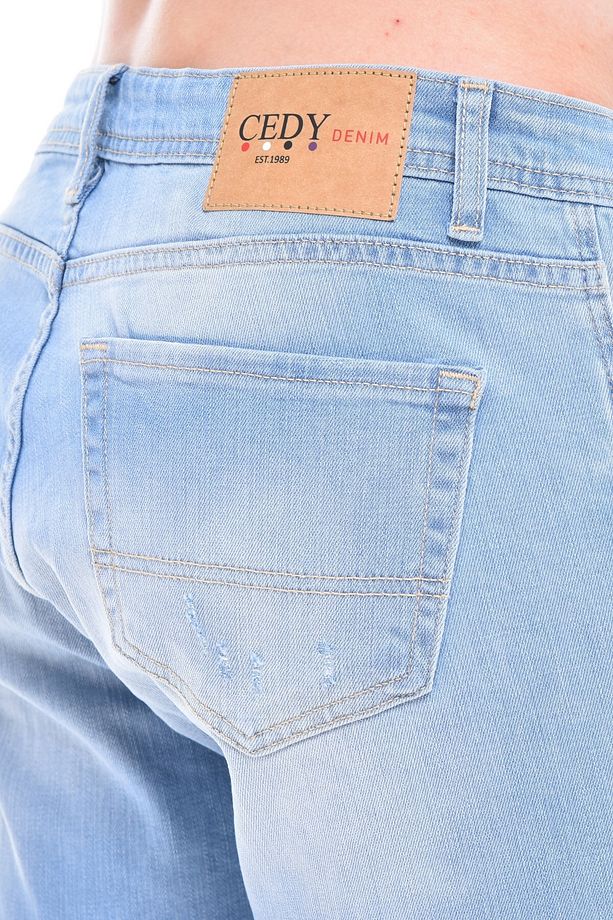 Erkek Kot Şort Slim Fit Jean Şort - C342 - 6