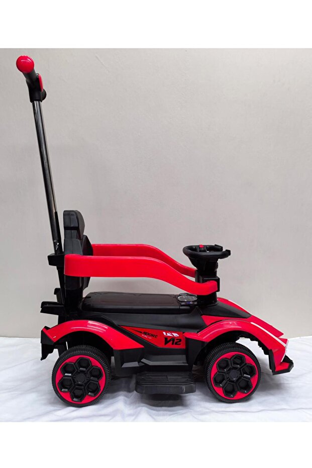 Manual Push Ride On Car, Sturdy, With Lights, Push Handle, 2 Years+, 71 x 42 x 91 cm - Red - 2