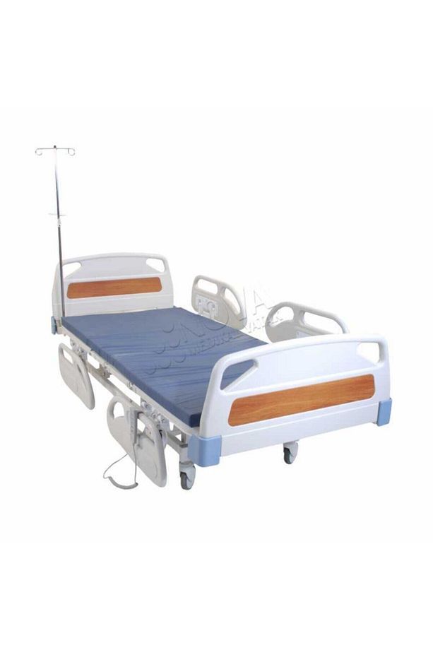 2 Motorlu Ful Abs Hasta Karyolası - Hastane Tipi - Sünger Yatak Ve Serum Askısı Dahil - 1