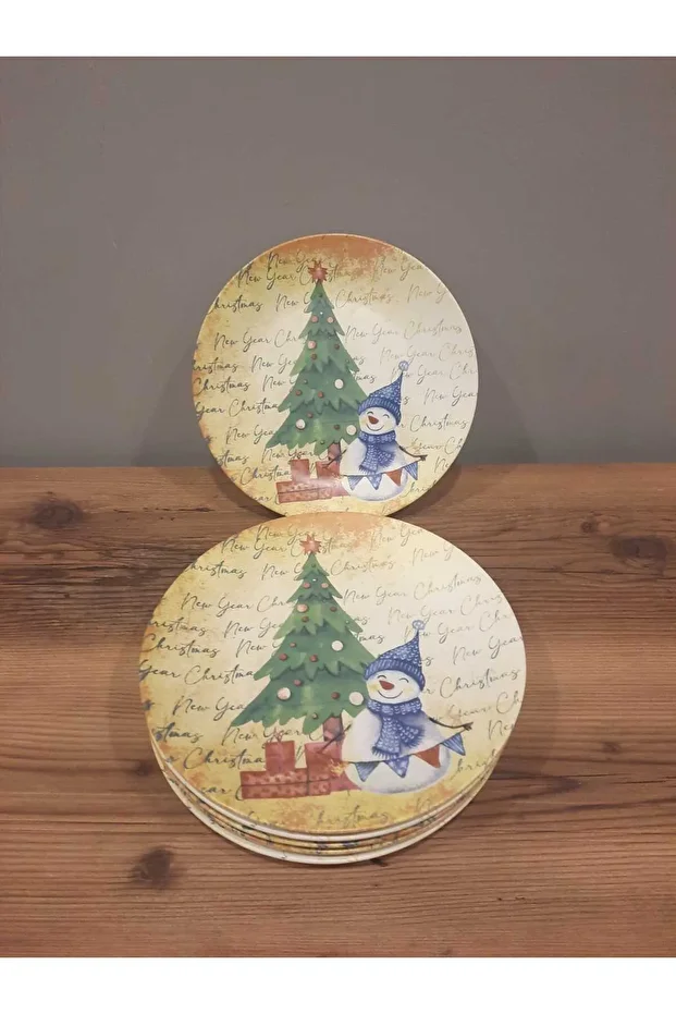 KERAMİKA SERVİS TABAĞI 26 CM 6 ADET YILBAŞI / NEW YEAR / NOEL - 6