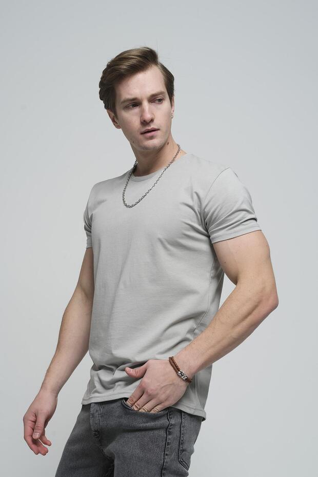 FTX Slim Fit Likralı Bisiklet Yaka Erkek Basic Tshirt - 1