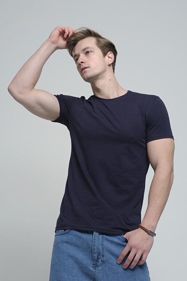 FTX Slim Fit Likralı Bisiklet Yaka Erkek Basic Tshirt - 3