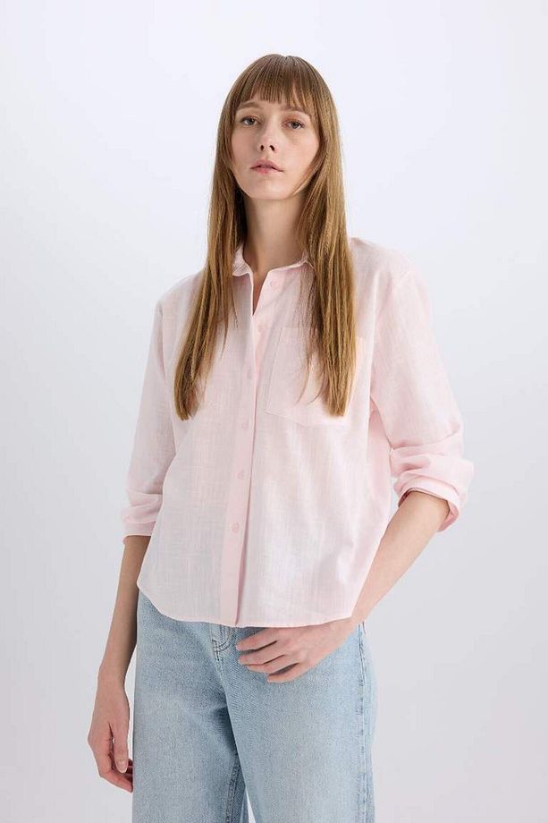 Yeni Sezon Oversize Geniş Kalıp Tek Ceplli Uzun Kollu Gömlek - 4