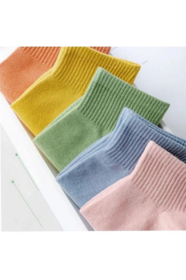 Kadın Extra Soft Renkli Yarım Konç Kolej Çorap Seti 8 Çift - 6