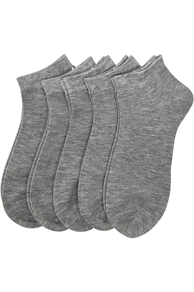 Gray Cotton Ankle Length Socks 5pcs