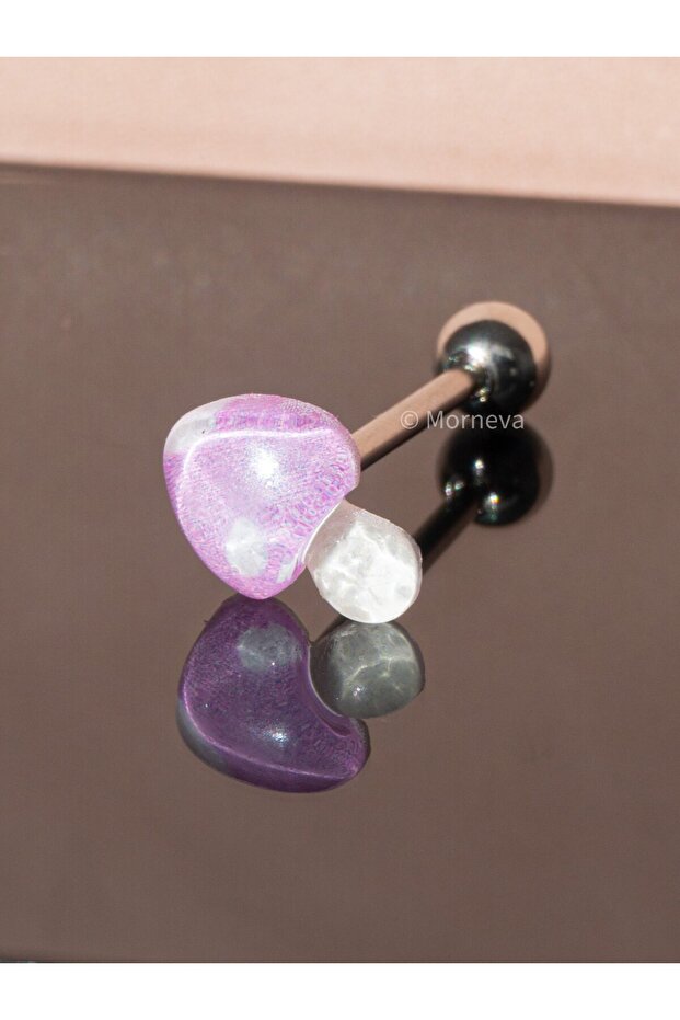 Mantar Çelik Dil Tongue Piercingi - 1