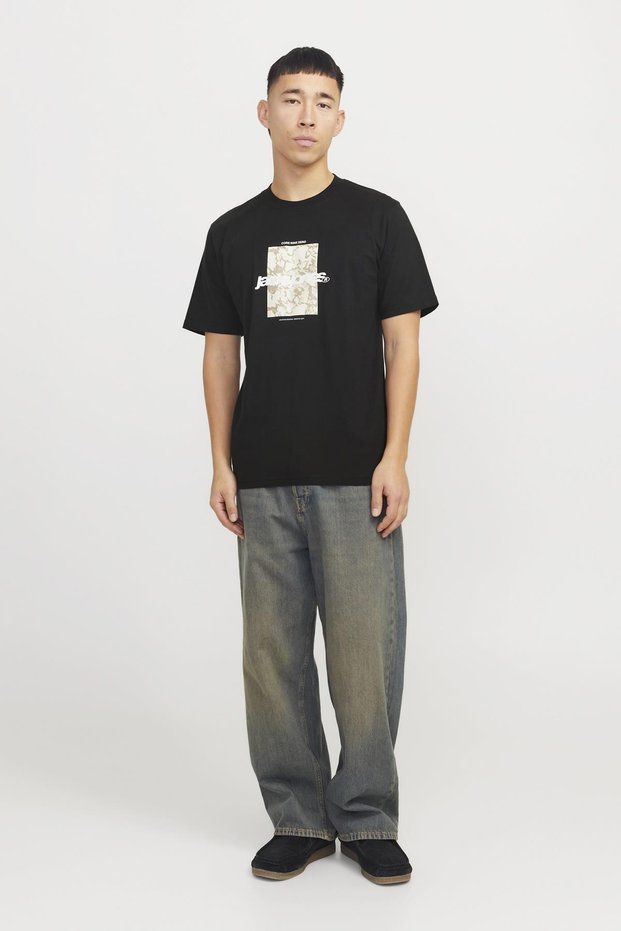 Jcotarmac Camo Front Tee Ss Crew Neck Ln Black