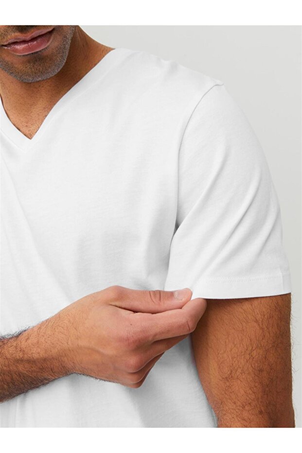 JJEORGANIC BASIC TEE SS V-NECK NOOS White - 5