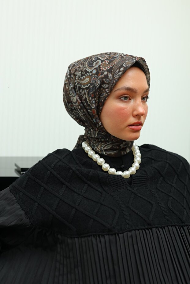 Figür Desen Soft Pamuk Eşarp - 1
