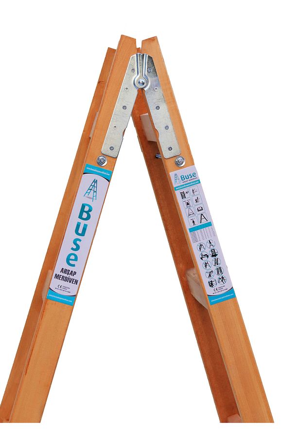 3 BASAMAKLI A TİPİ ÇİFT ÇIKIŞLI AHŞAP MERDİVEN 110CM - 4