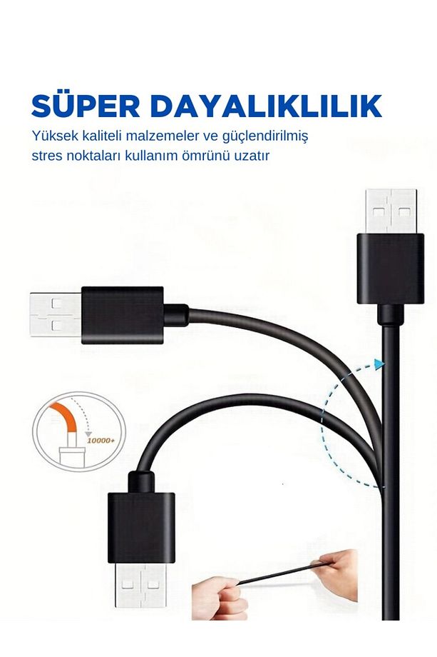 5V 2.0 Usb + Micro Girişli  Hızlı şarj ve Data Kablosu  TN-C01 - 3