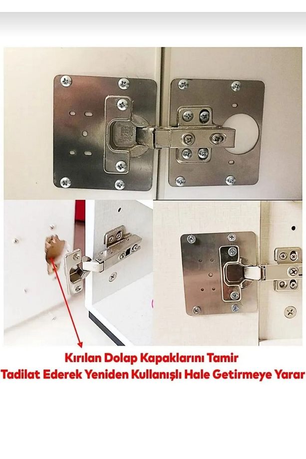 4 Adet Menteşe Tamir Onarım Seti Paslanmaz Dolap Tamir Onarım Kiti Kapak Menteşe Tamir Onarım Seti - 3