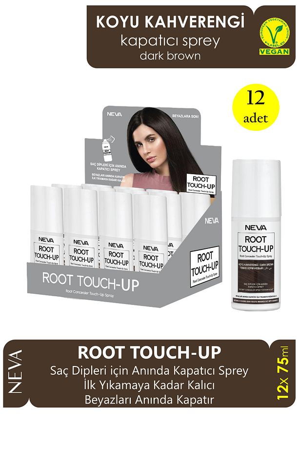 Root Touch-up Saç Dibini Anında Kapatan Sprey 75 ml Koyu Kahve 12 Adet - 1