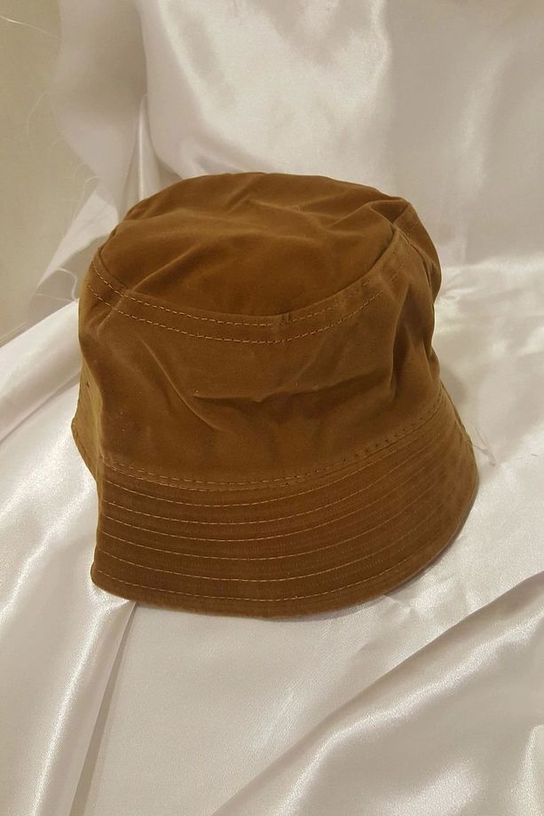 Şapka Bucket Şapka Balıkçı Kova Şapka Unisex Yuvarlak Şapka Kahve Kadife - 3