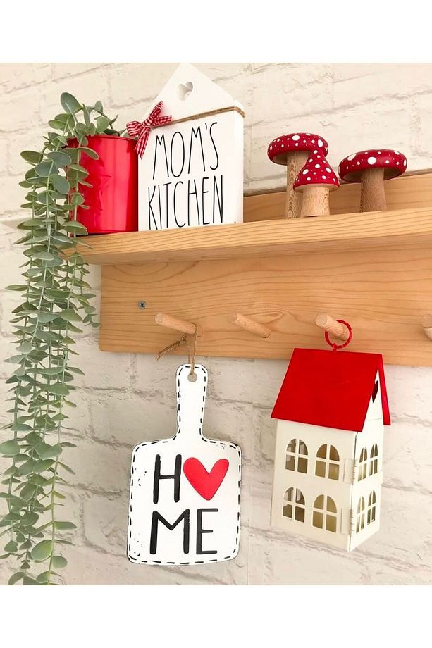 Kalp Detay HOME Kahve Köşesi Mutfak Dolap Duvar Süsü - 4