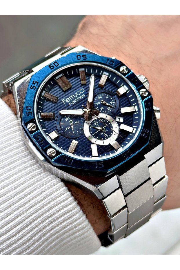 Function Function Silver Color 3 Atm Waterproof Steel Cord Men's Wristwatch