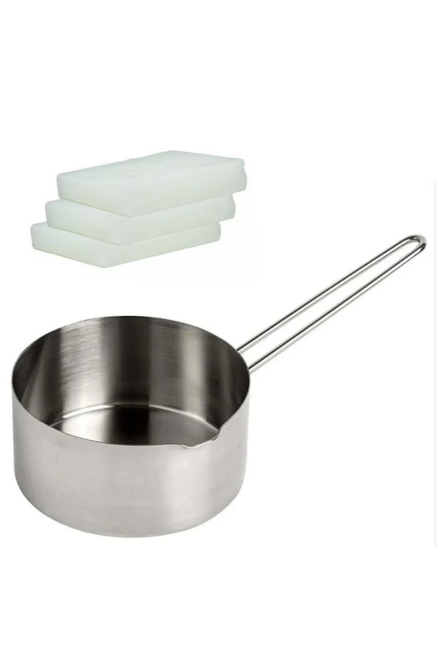 Mum Eritme Kabı 500 Ml ve Katı Parafin 500 g Seti Eritme Benmari Kabı 500 Ml Mum Yapımı Çelik - 1