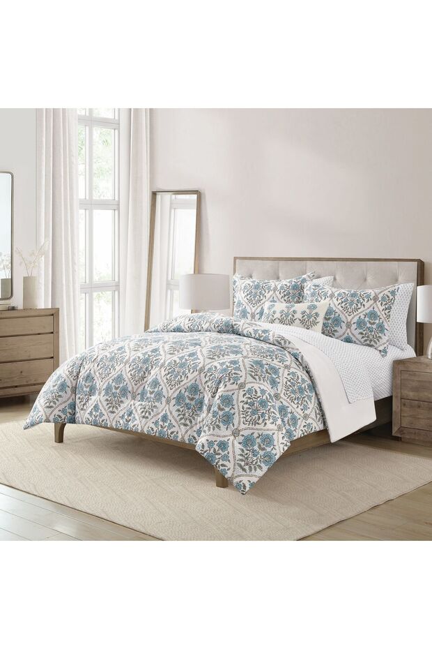 طقم سرير مزدوج 8 قطع 229 × 269 سم | أزرق دومبورج - 1