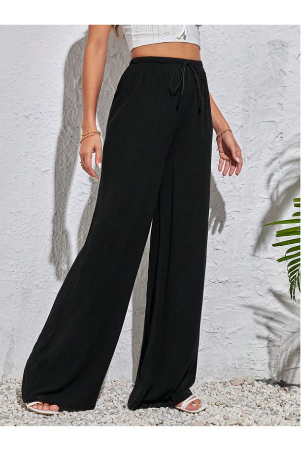 Kadın Siyah Büyük Beden  Baggy Bol Kesim  Pantolon ALTI Esnek Rahat Kumaş Eşofman Altı ŞAH MODA6541 - 6