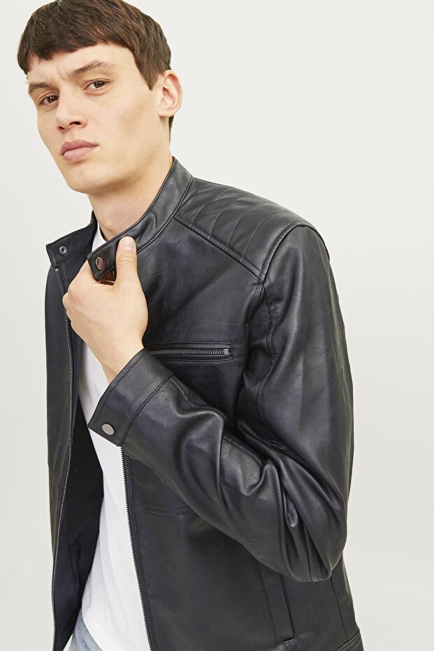 JJEDYLAN PU BIKER JACKET NOOS - 7