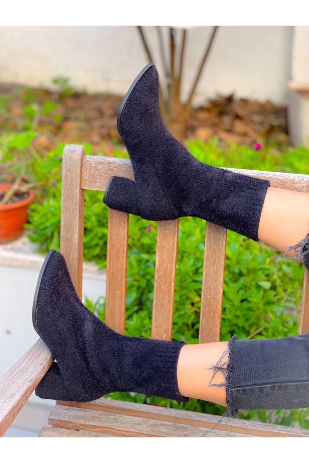 PELLU SİYAH PELUŞ TRİKO BOT BOTTİE - 3