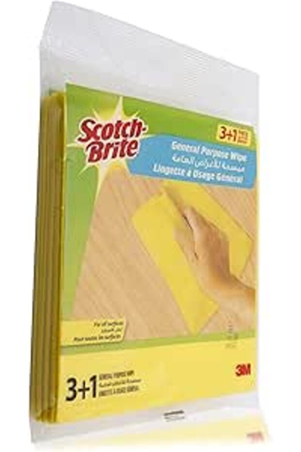 Scotch-Brite Multi-Purpose Cleaning Wipe Yellow color, 4 units (3+1 Free)/pack