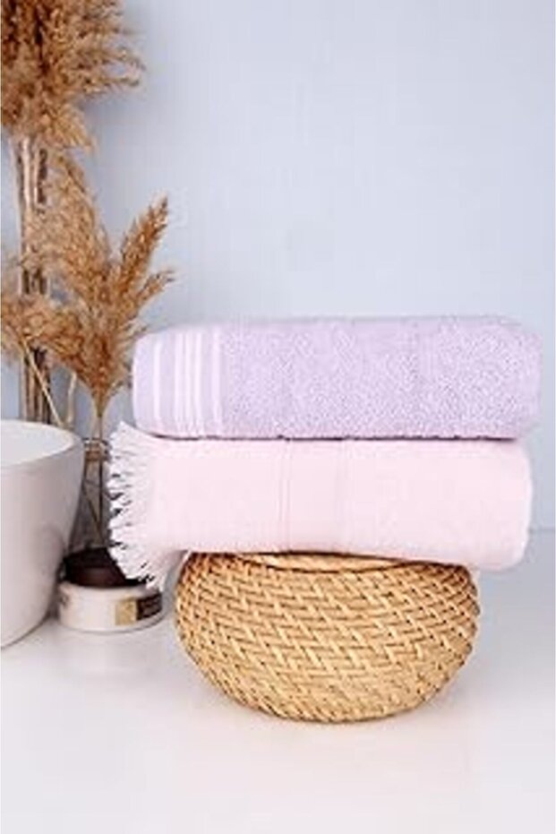 100% Cotton 2-Piece Colorful 50X70 Hand/Face Towel S Purple