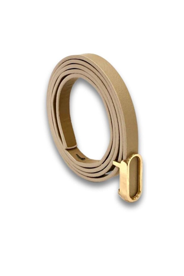 Women's Black Thin Belt with Oval Gold Buckle Vosdk 0219101