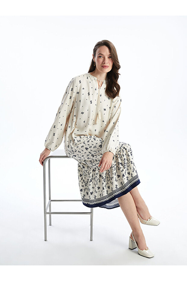Nevavm Collar Patterned Dress with a Difference