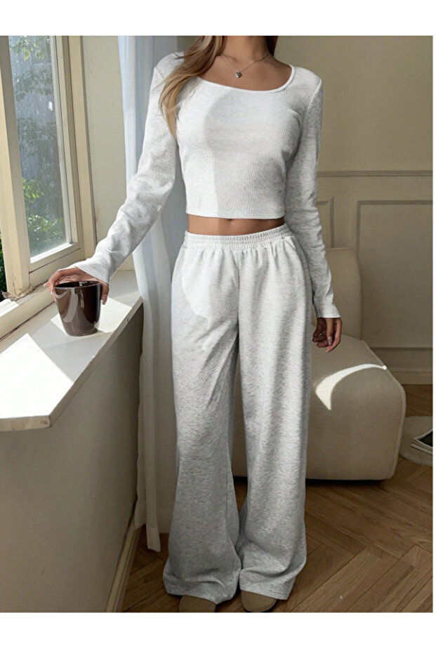 Gray Stretchy Comfortable Plus Size Baggy Sweatpants - Tessettür 642Fj