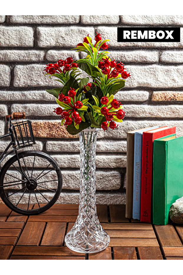 Glass Vase - 25 cm Patterned Minimalist Rose Carnation Tulip Vase